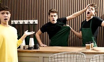 Men - Sam Ledger Asks Barista Joey Mills For Something Hot & Creamy So He Gets Cum All Over His Body
