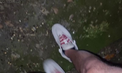 Horny and Exhibitionist Outdoors Cumshot